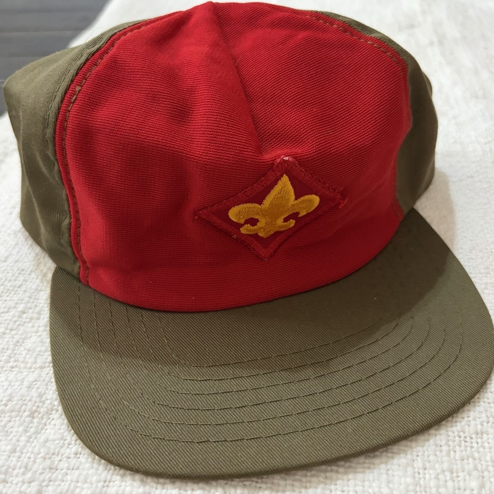 Vintage Boy Scouts of America Oscar de la Renta Hat Cap 1978 Made in USA Red M/L